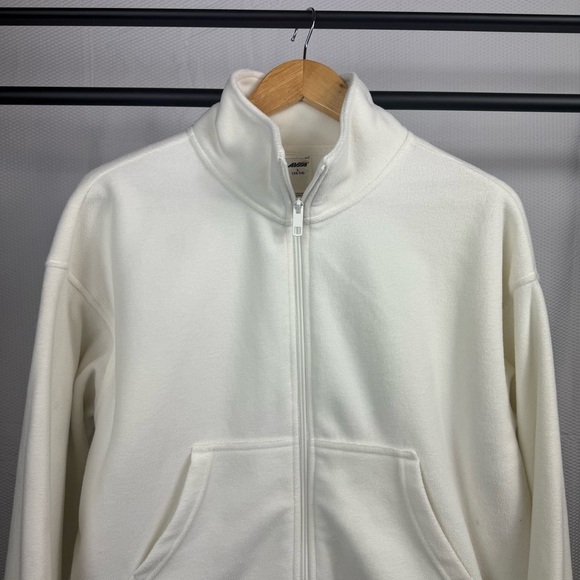 Women's Off White Fleece cropped Jacket size Large - Picture 2 of 6